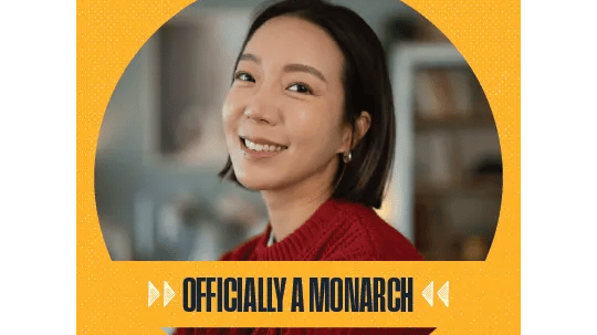 Example of a social profile frame that says "Officially a Monarch"