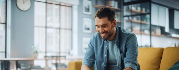 Student on a computer in their home