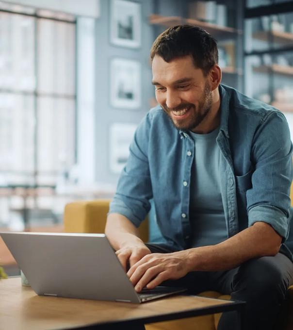 Student on a computer in their home