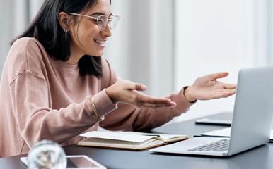 Woman working at a computer