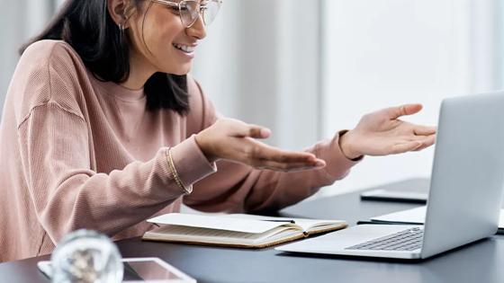 Woman working at a computer