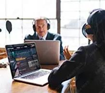 Podcast set-up stock