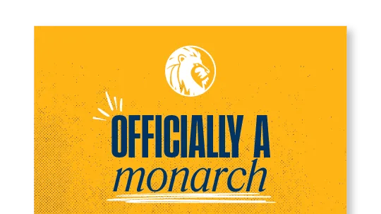 Preview of a printable yard sign that says "Officially a monarch"