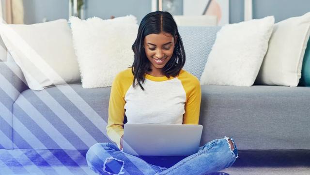 Woman attending classes online on a laptop