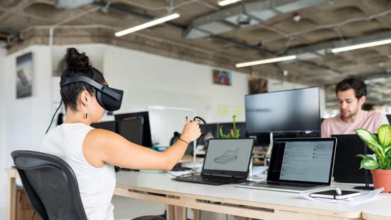 Woman with a VR headset