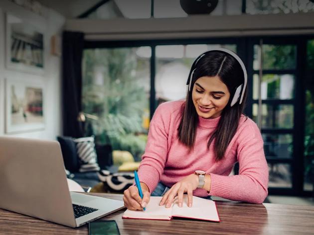 Student studying at home