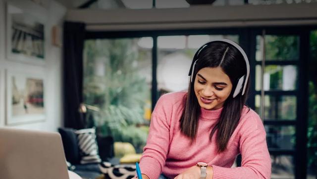 Student studying at home
