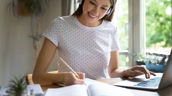 Student taking online classes