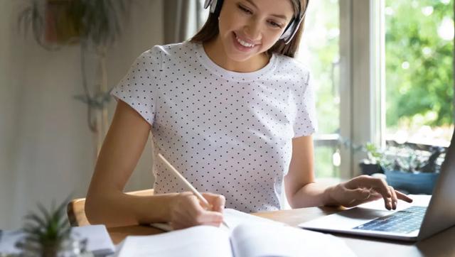 Student taking online classes