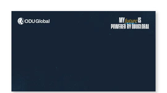 Solid color background with text that says "My future is powered by ODUGlobal"